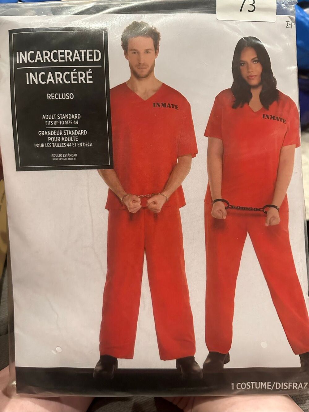 Halloween NEW adult inmate prisoner costume (fits up to 44)